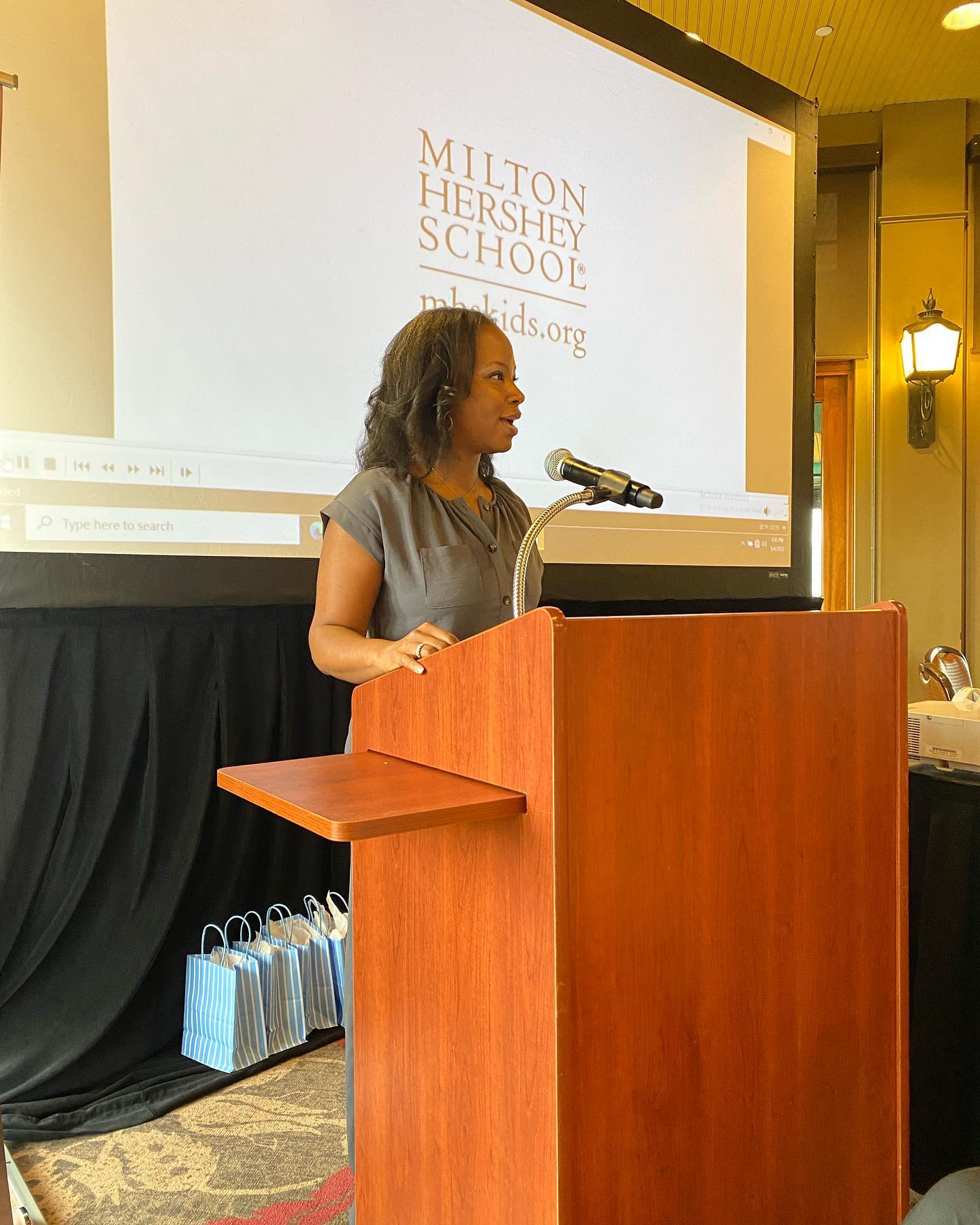 Deanna Slamans speaking at Milton Hershey School